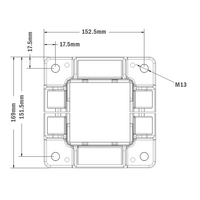 33-9090-7 MODULAR SOLUTIONS FOOT<br>90MM X 90MM (4) SIDED FOOT W/12MM FLOOR ANCHOR HOLES, HEIGHT = 105MM